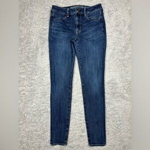 American Eagle Jeans Womens 4 Hi Rise Jegging 360 Super Stretch Dark Wash Denim